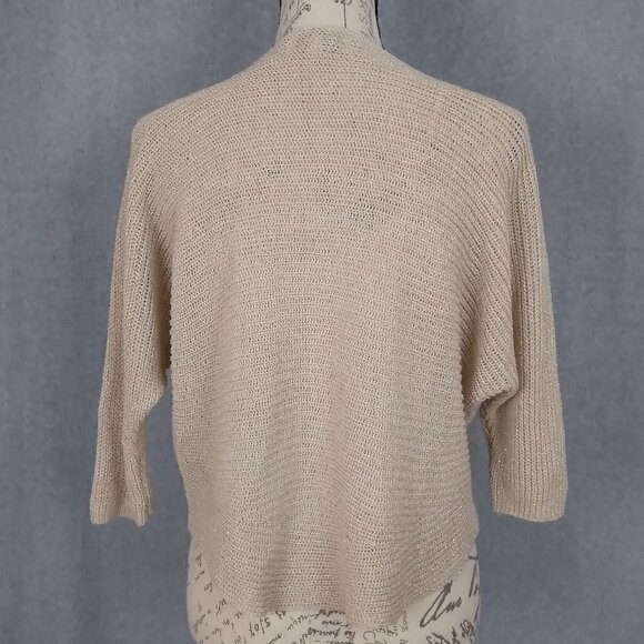 Isabella D |  Loose Knit Pull On Sweater Made in Italy Metallic Ecru | Size S - Picture 5 of 8